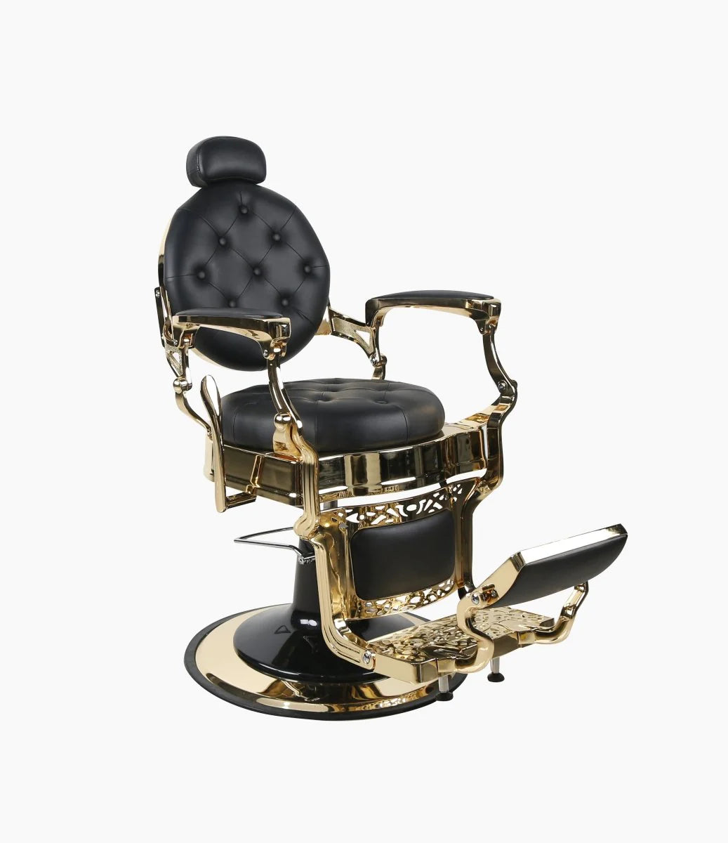 Antique Heavy Duty Luxury Black & Gold Barber Chair - BC951