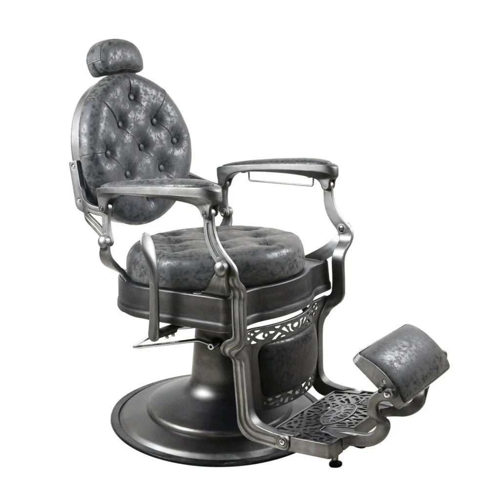 Antique Heavy Duty Luxury Dirty Grey Barber Chair With Matt Grey Metal Frame - BC511