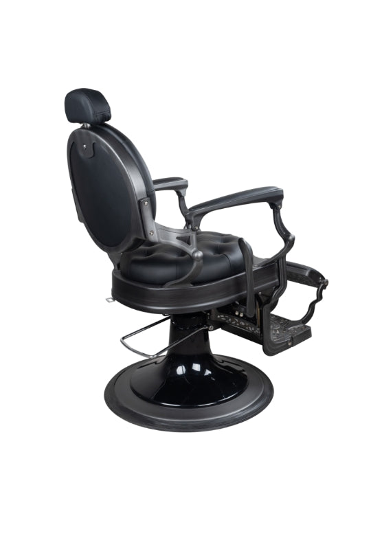 Antique Heavy Duty Luxury Black Barber Chair With Matt Grey Metal Frame - BC511