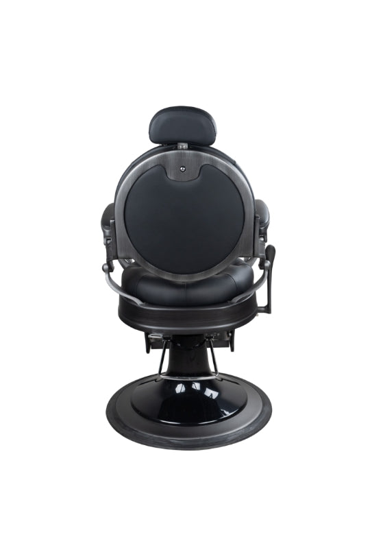 Antique Heavy Duty Luxury Black Barber Chair With Matt Grey Metal Frame - BC515