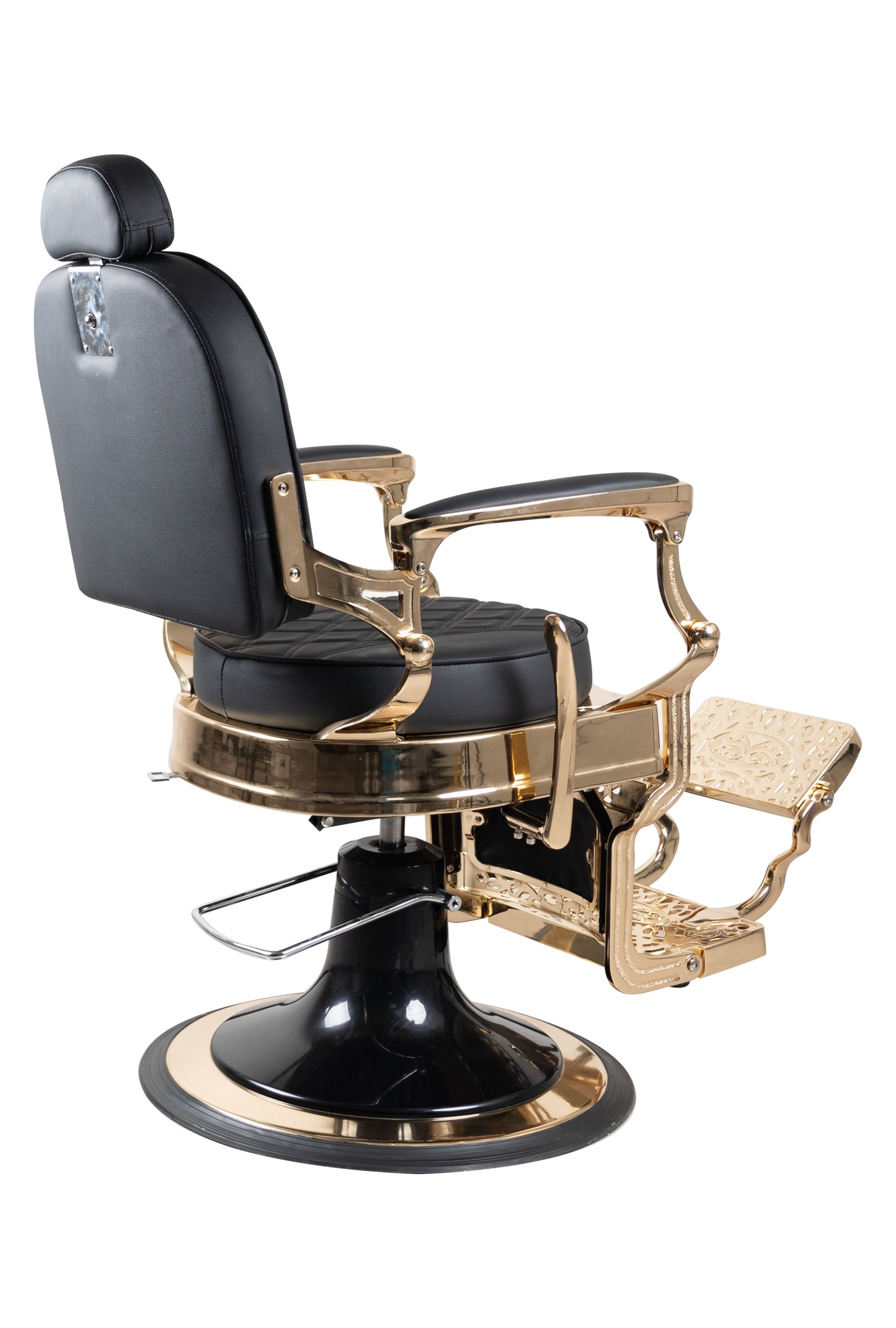 Antique Luxury High-Class Heavy-Duty Swivel Black & Gold Barber Chair - BC812