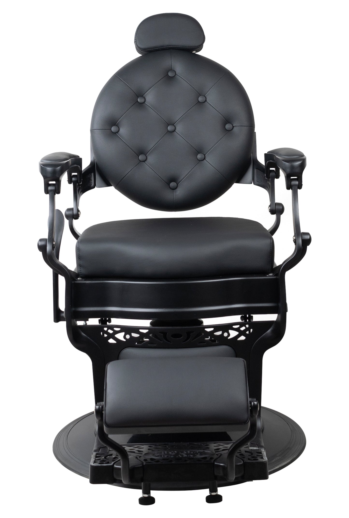 Antique Heavy Duty Luxury Black Barber Chair With Matt Black Metal Frame - BC921