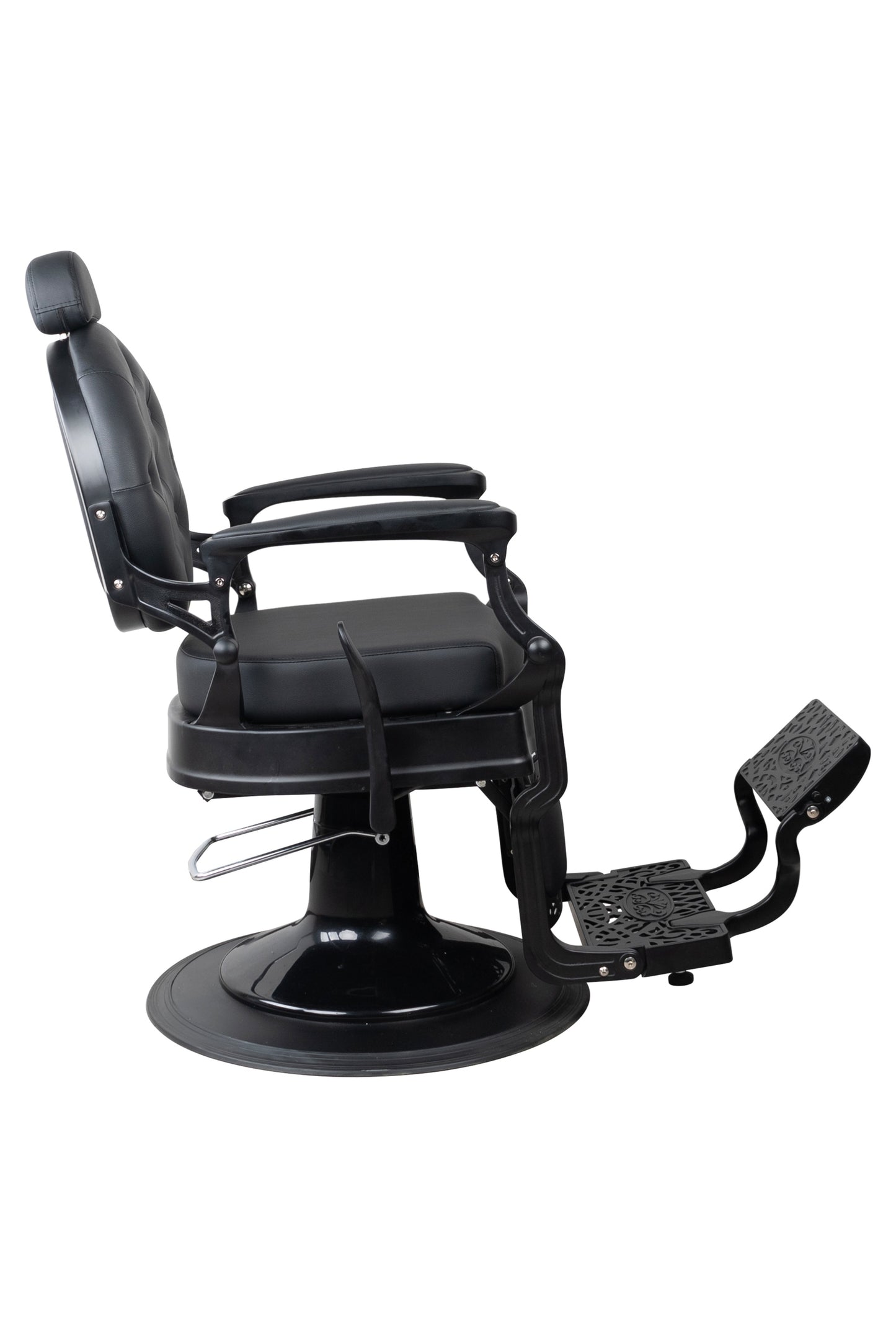 Antique Heavy Duty Luxury Black Barber Chair With Matt Black Metal Frame - BC921