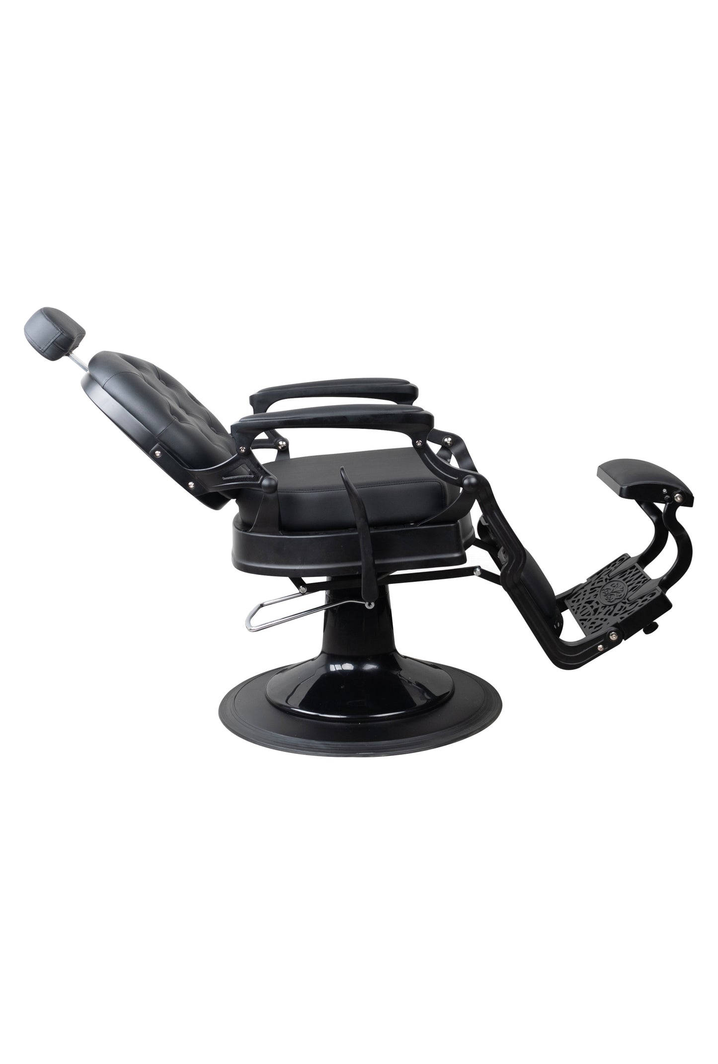 Antique Heavy Duty Luxury Black Barber Chair With Matt Black Metal Frame - BC921
