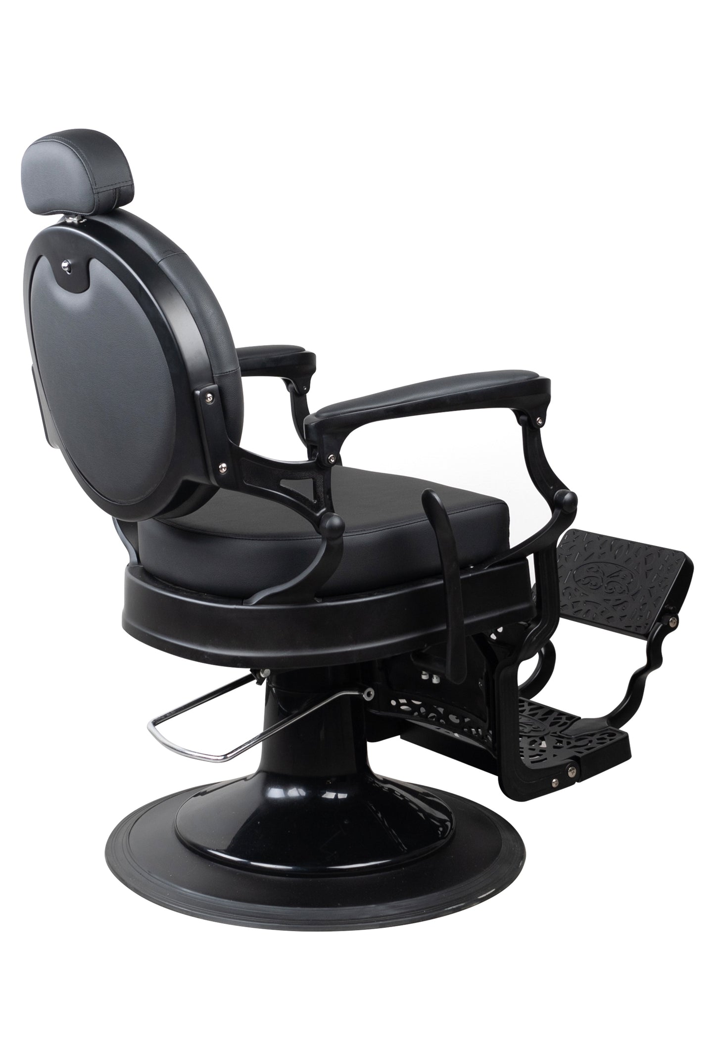Antique Heavy Duty Luxury Black Barber Chair With Matt Black Metal Frame - BC921