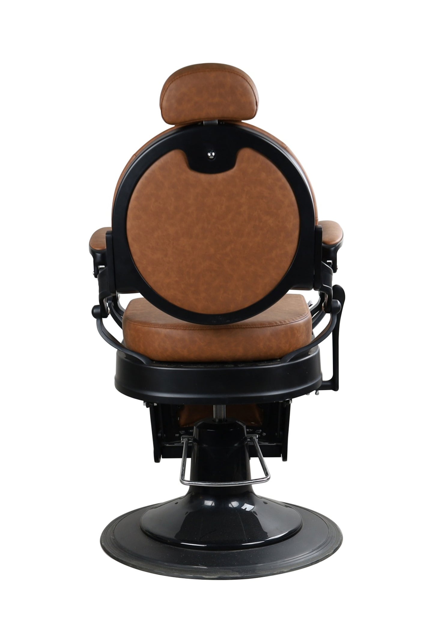 Antique Heavy Duty Luxury Brown Barber Chair With Matt Black Metal Frame - BC927
