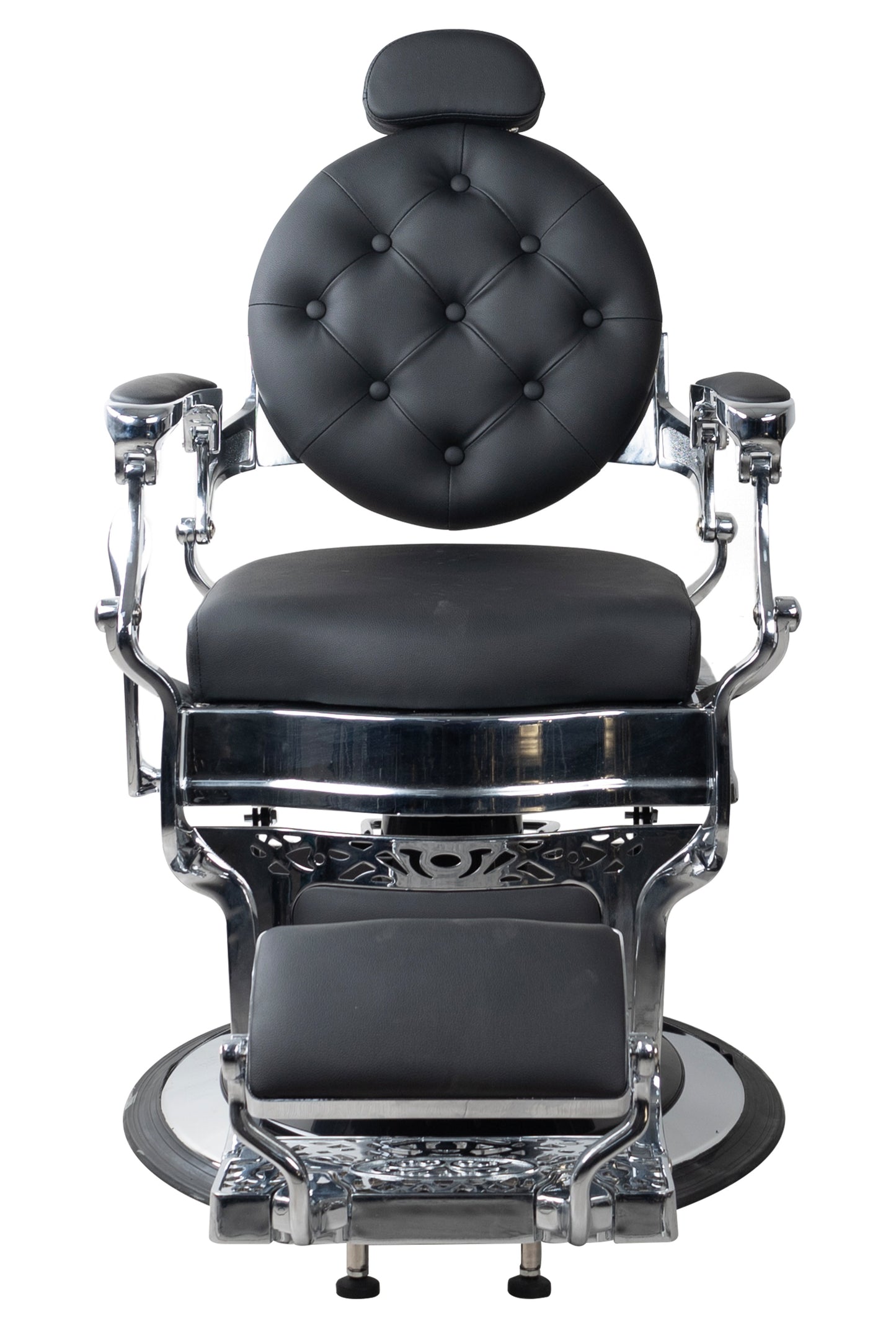 Antique Heavy Duty Luxury Black Barber Chair With Silver Chrome Frame - BC501