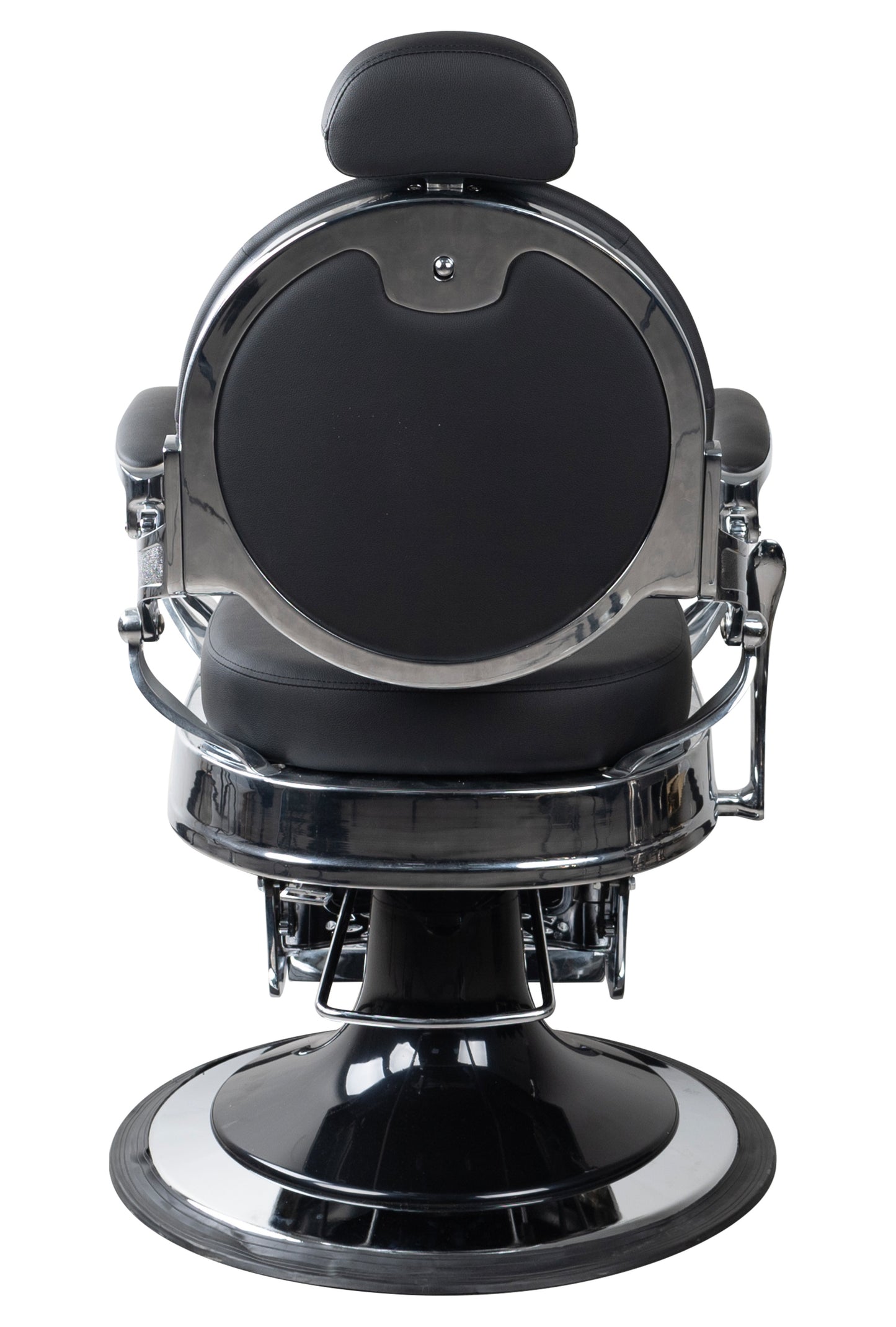 Antique Heavy Duty Luxury Black Barber Chair With Silver Chrome Frame - BC501