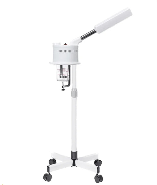 Professional Ozone Facial Steamer With Adjustable Stand, Rolling Wheels and Metal Frame
