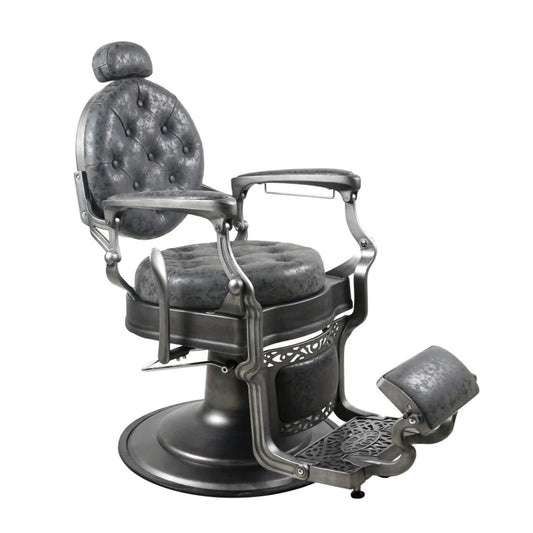 Antique Heavy Duty Luxury Dirty Grey Barber Chair With Matt Grey Metal Frame - BC511