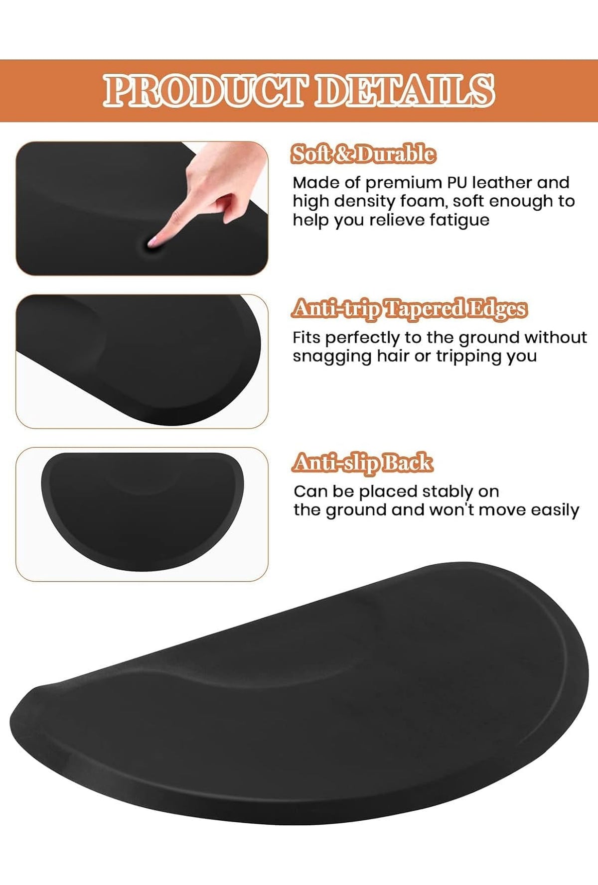 Semi-circle 3' x 4.5' Anti Fatigue Floor Mat With Golden Pattern - BC111-1