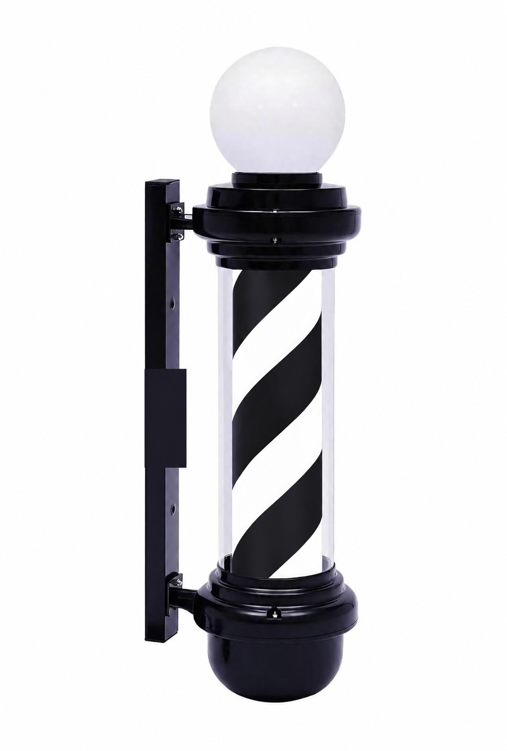 Wall-Mounted Rotating Barber Pole Light with Globe Top - BP303T