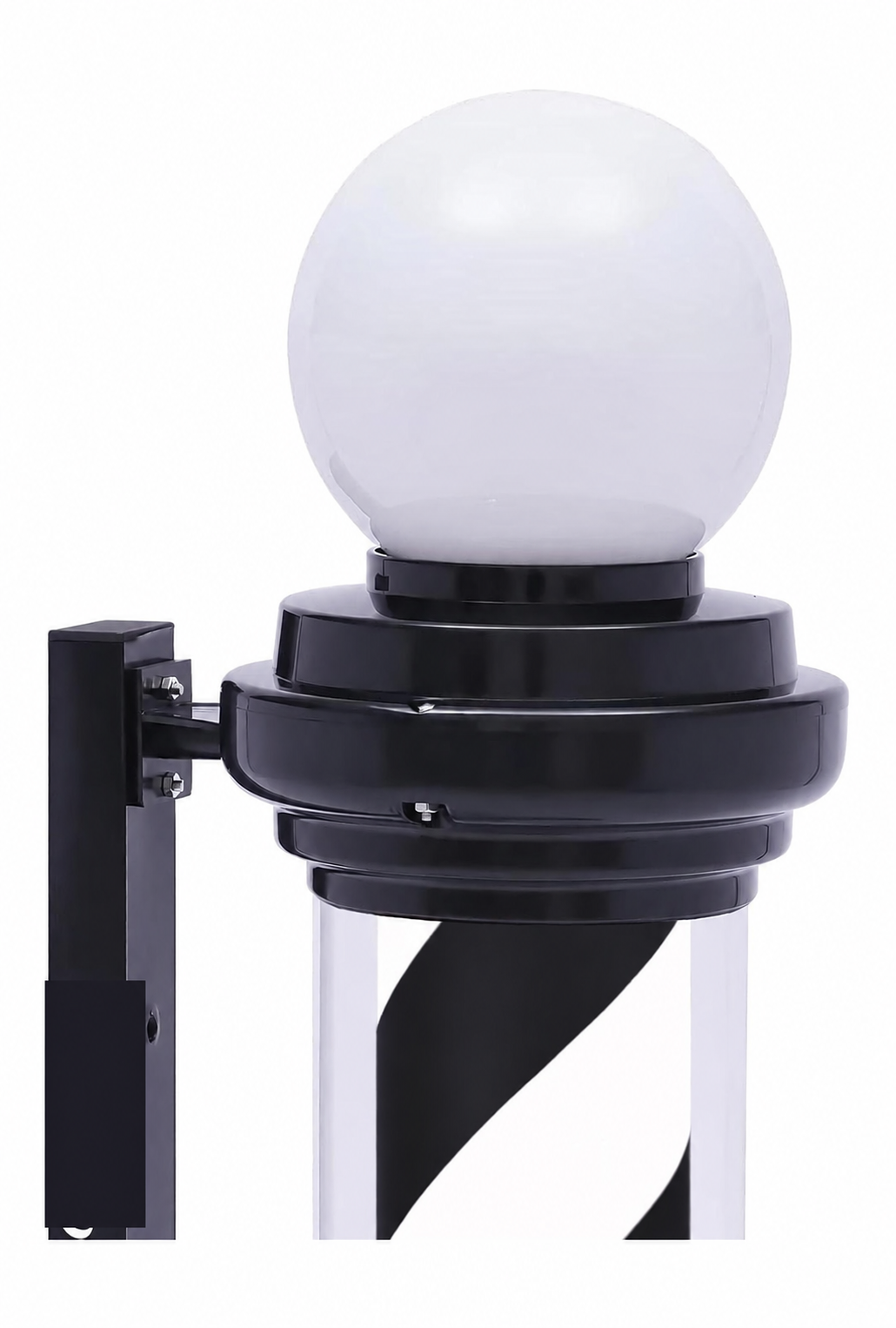 Wall-Mounted Rotating Barber Pole Light with Globe Top - BP303T
