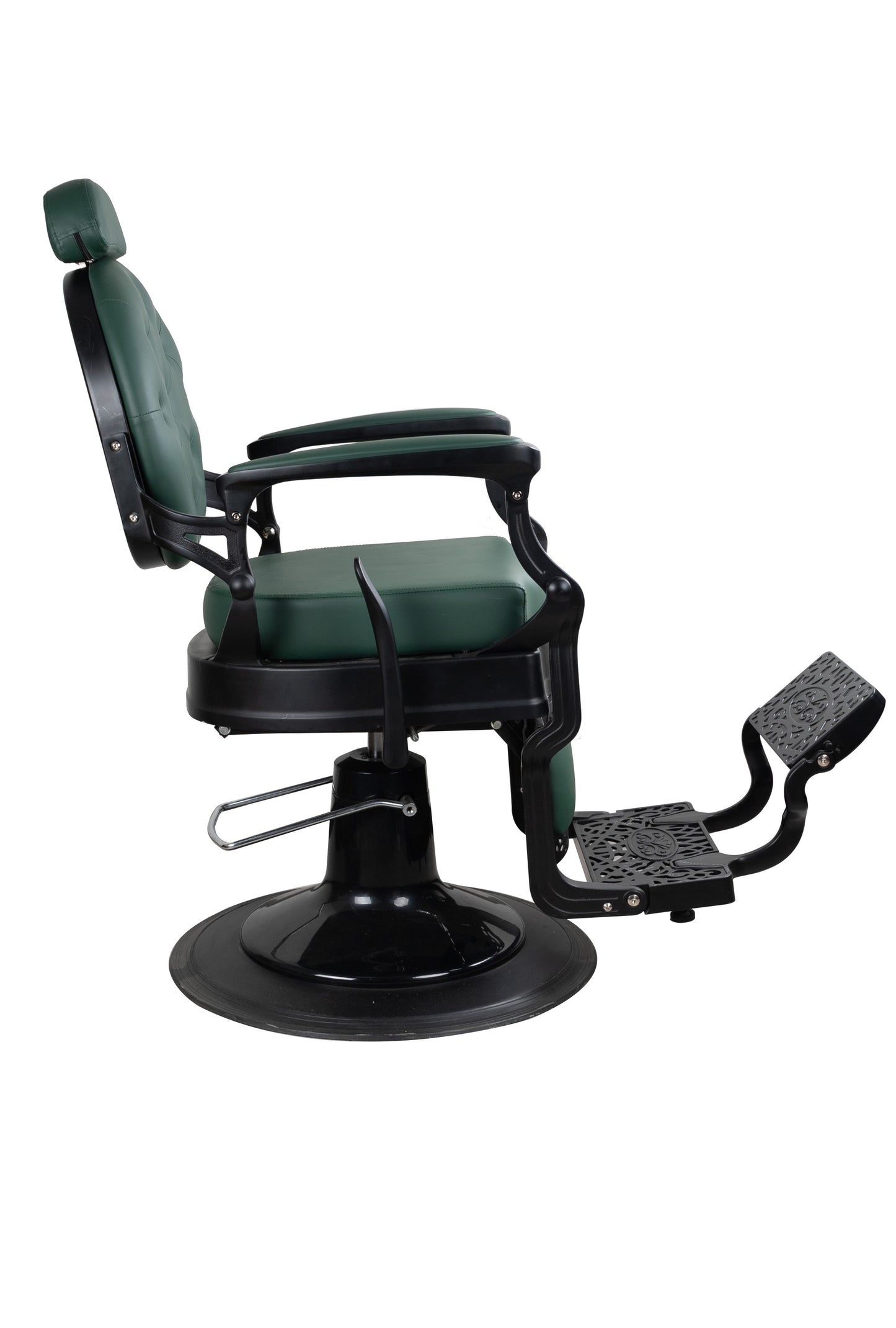 Antique Heavy Duty Luxury Green Barber Chair With Matt Black Metal Frame - BC928