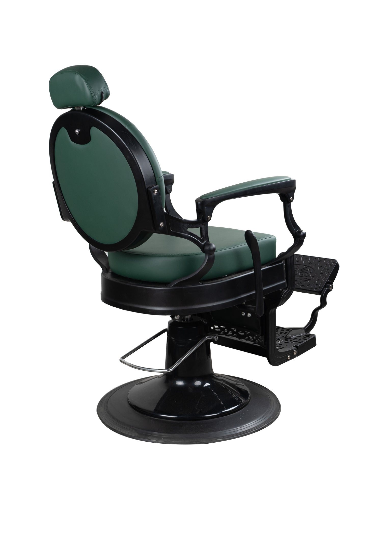 Antique Heavy Duty Luxury Green Barber Chair With Matt Black Metal Frame - BC928