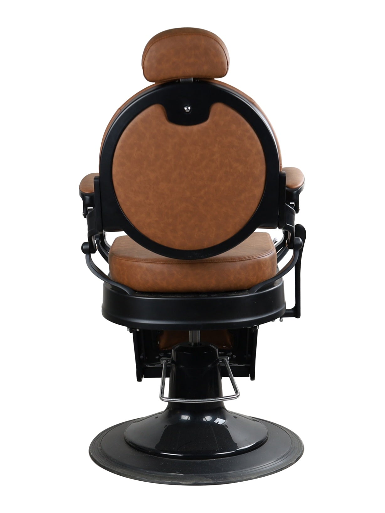 Antique Heavy Duty Luxury Brown Barber Chair With Matt Black Metal Frame - BC927
