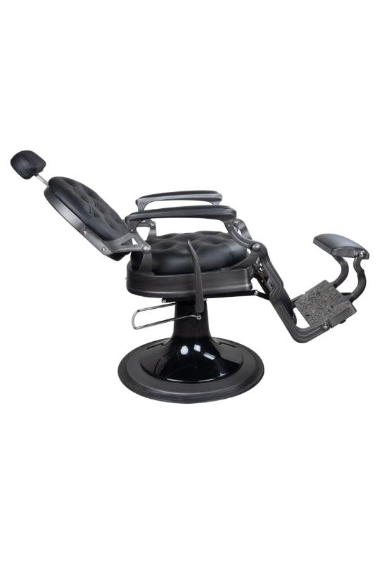 Antique Heavy Duty Luxury Black Barber Chair With Matt Grey Metal Frame - BC511