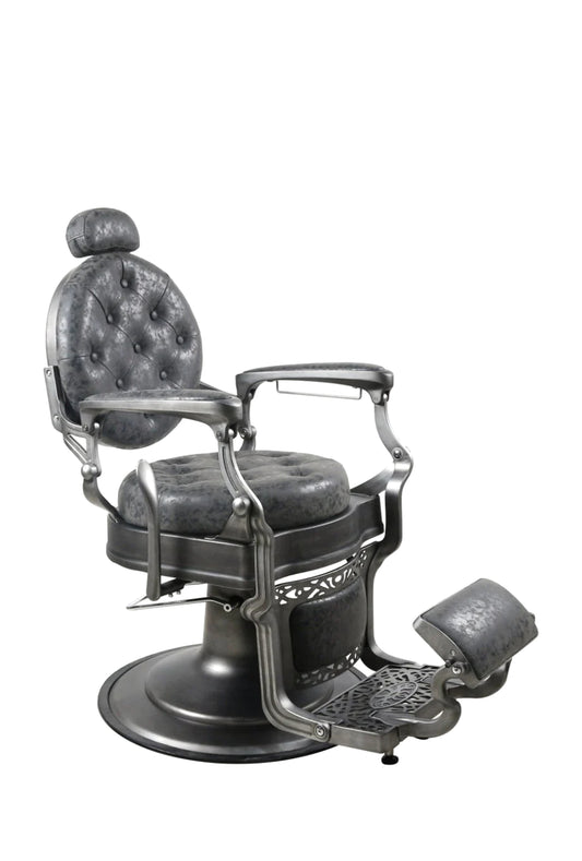 Antique Heavy Duty Luxury Dirty Grey Barber Chair With Matt Grey Metal Frame - BC511