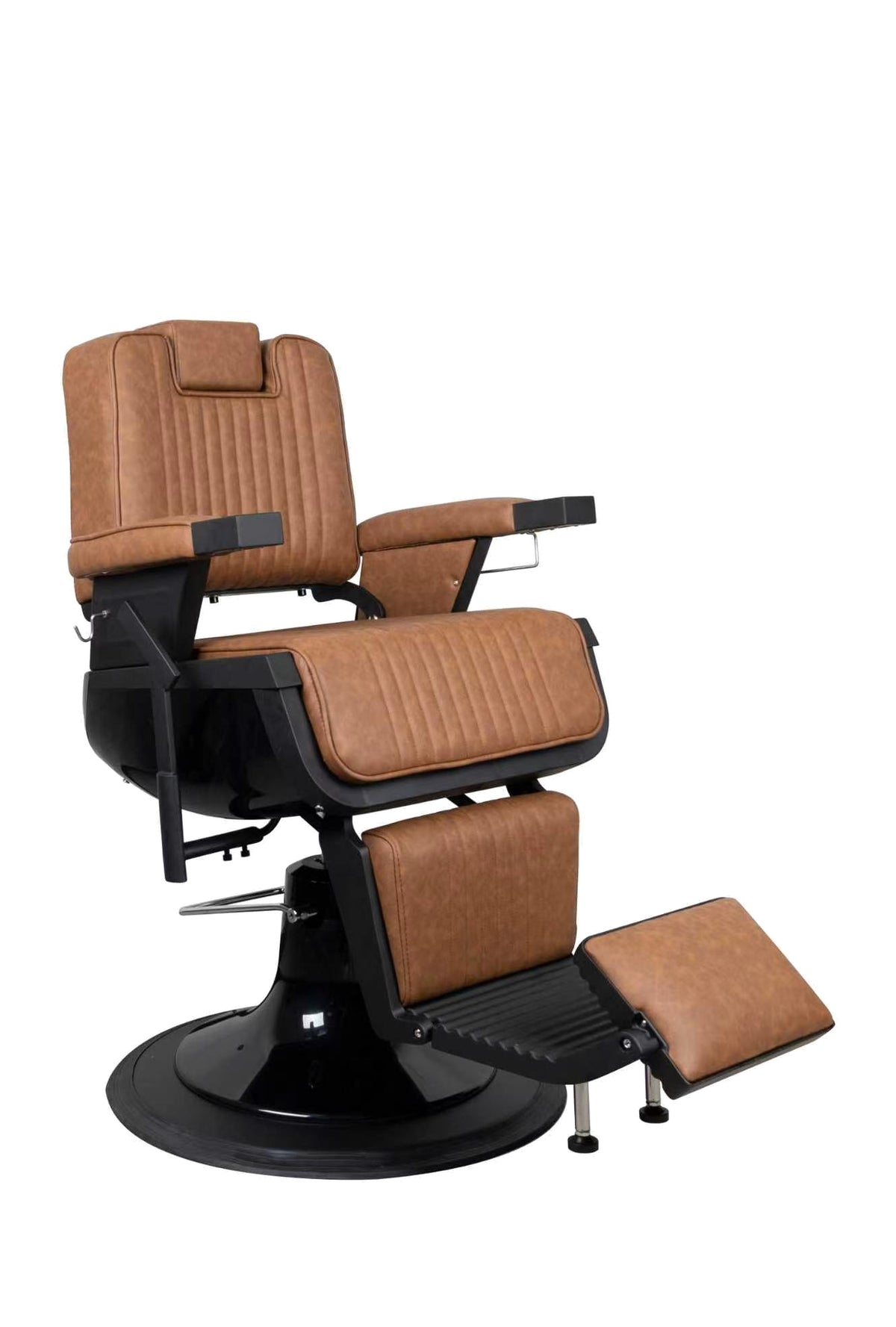Vintage Brown Reclining Barber Chair with Adjustable Headrest - BC677