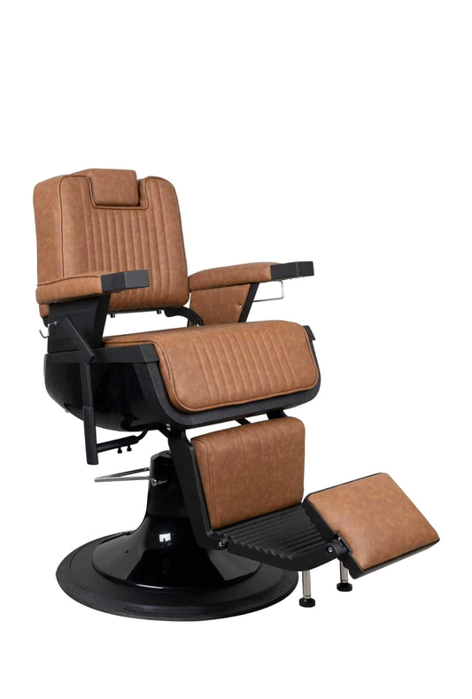 Vintage Brown Reclining Barber Chair with Adjustable Headrest - BC677