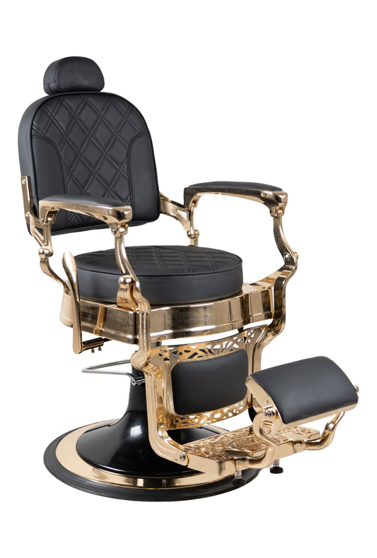 Antique Luxury High-Class Heavy-Duty Swivel Black & Gold Barber Chair - BC812