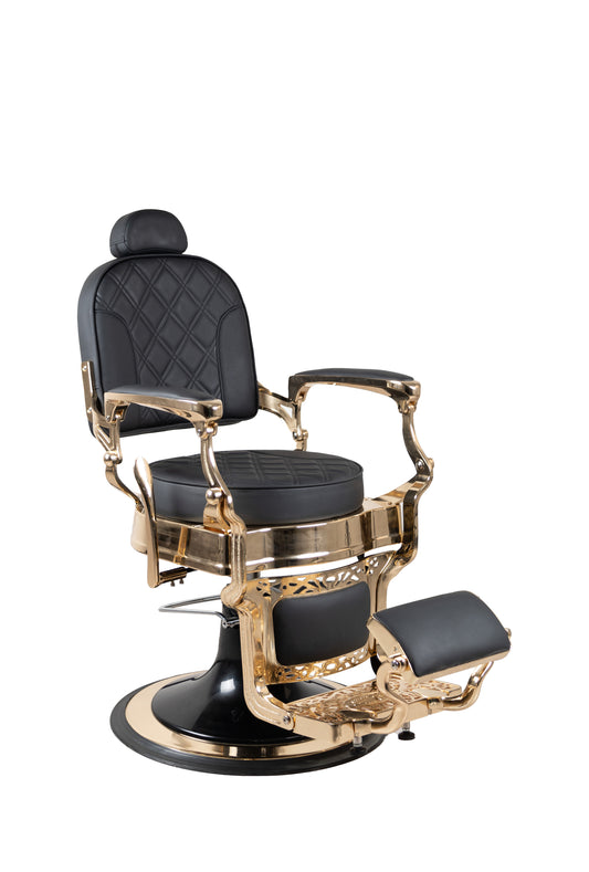Antique Luxury High-Class Heavy-Duty Swivel Black & Gold Barber Chair - BC812