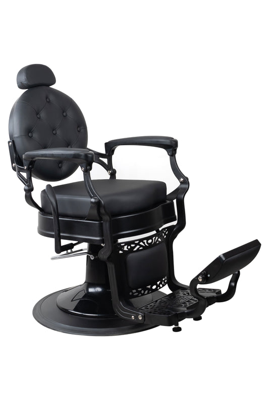 Antique Heavy Duty Luxury Black Barber Chair With Matt Black Metal Frame - BC921
