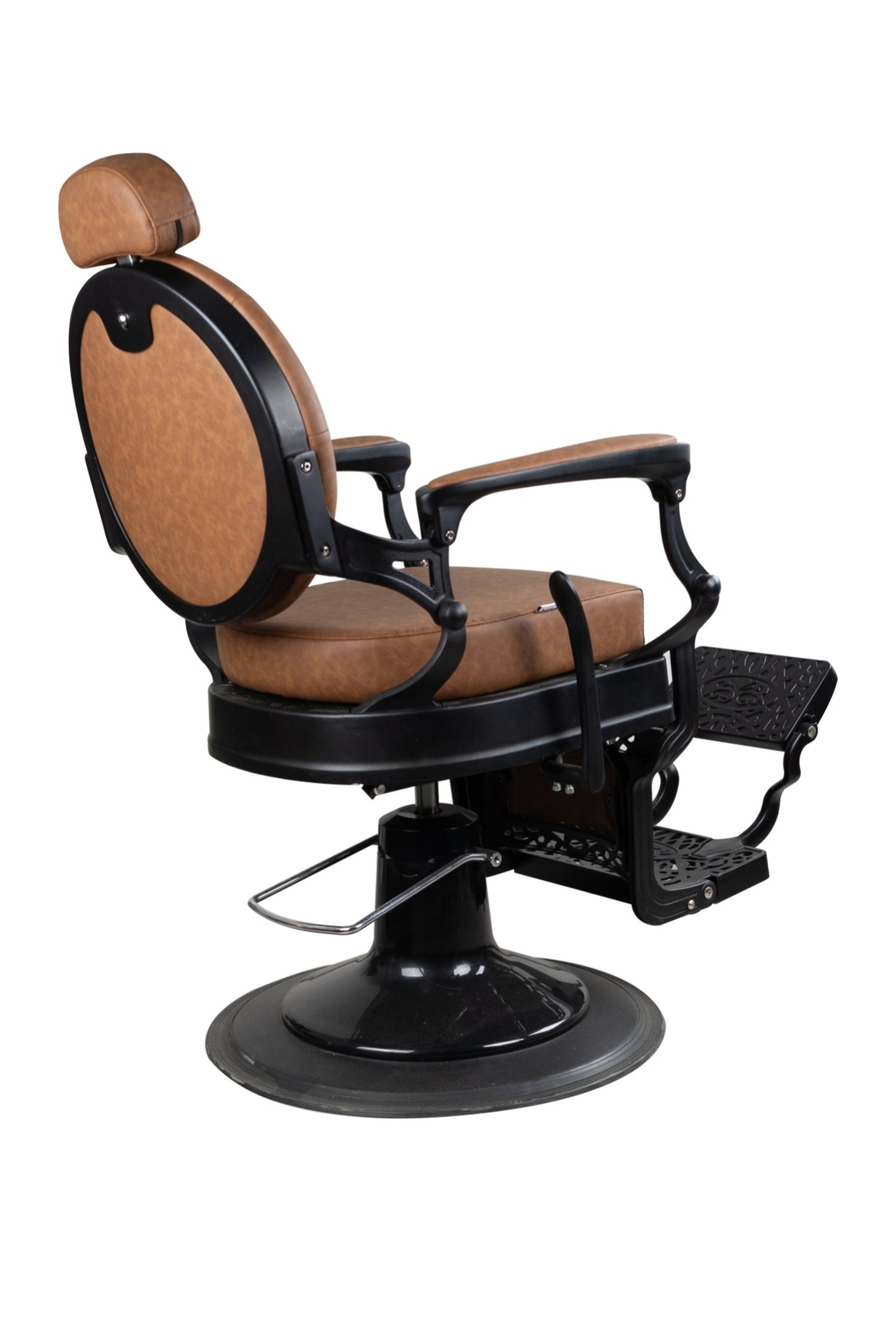 Antique Heavy Duty Luxury Brown Barber Chair With Matt Black Metal Frame - BC927