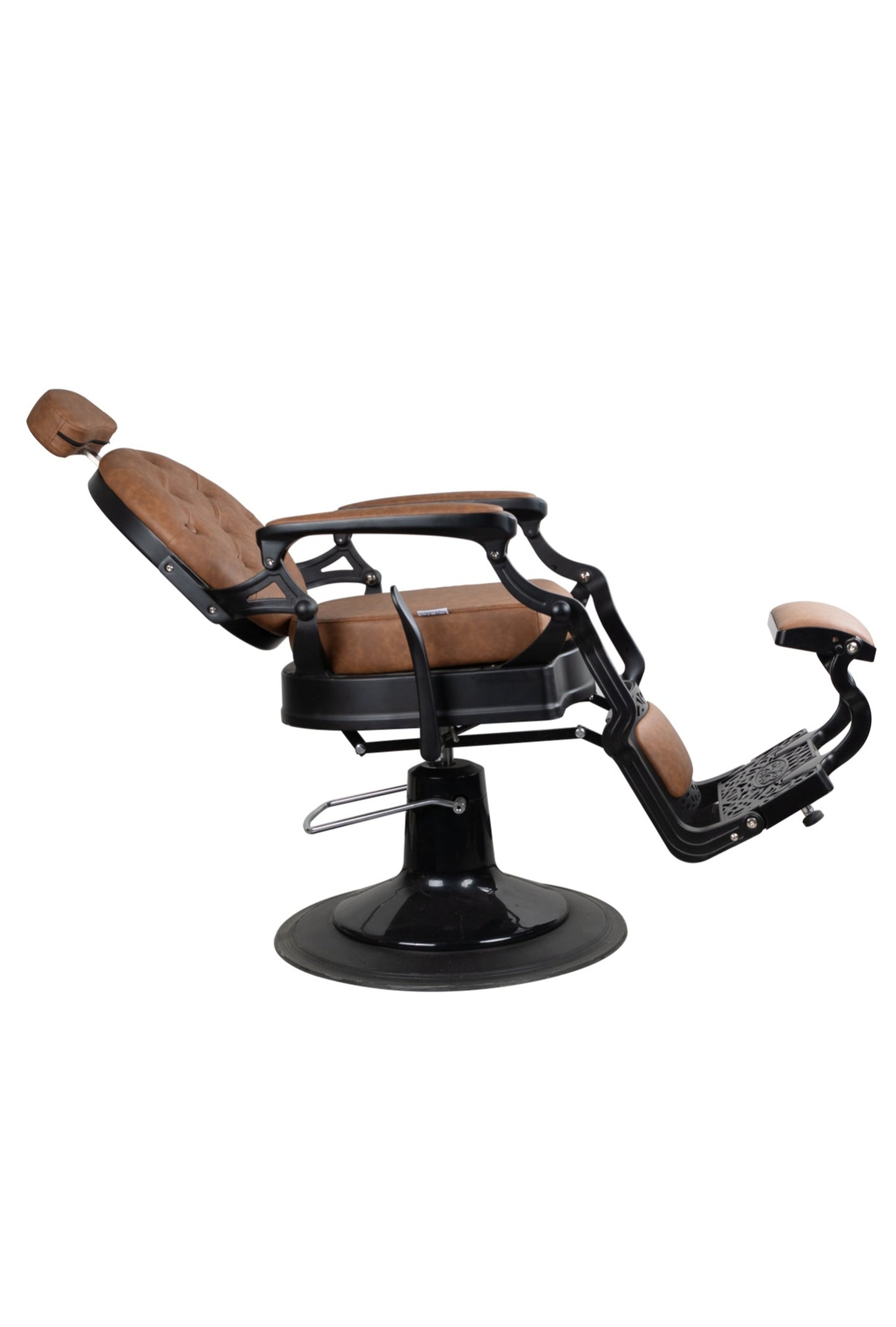 Antique Heavy Duty Luxury Brown Barber Chair With Matt Black Metal Frame - BC927