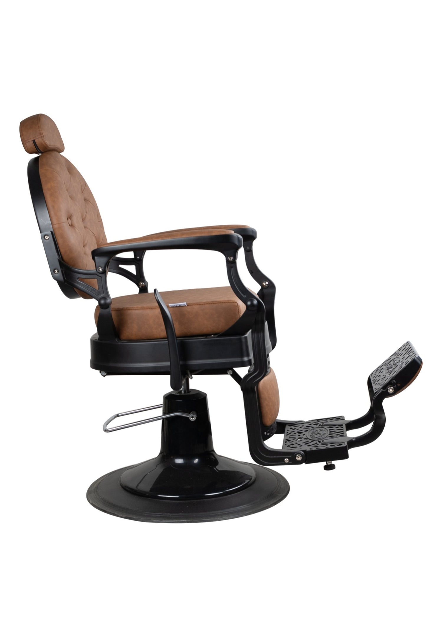 Antique Heavy Duty Luxury Brown Barber Chair With Matt Black Metal Frame - BC927