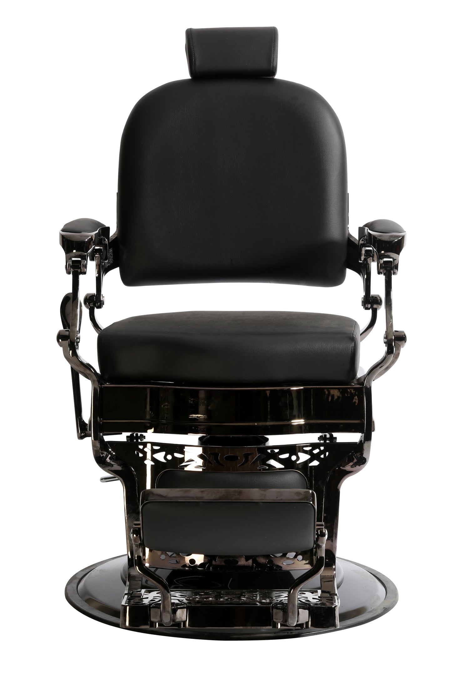 Premium Heavy Duty Luxury Black Barber Chair With Black Chrome Frame - BC931
