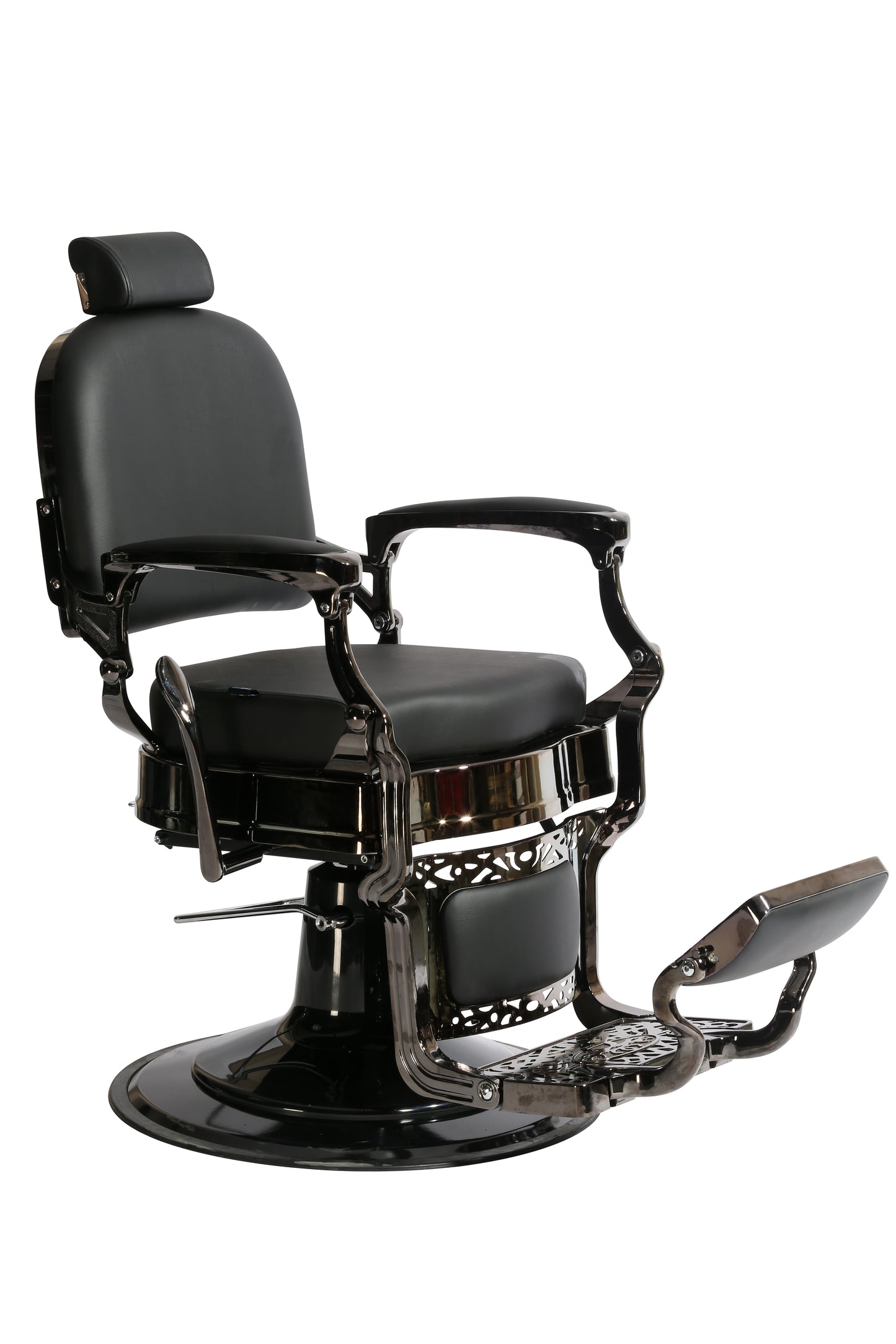 Premium Heavy Duty Luxury Black Barber Chair With Black Chrome Frame - BC931