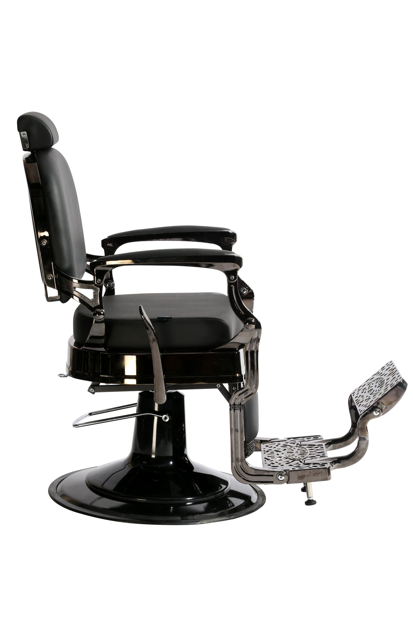 Premium Heavy Duty Luxury Black Barber Chair With Black Chrome Frame - BC931