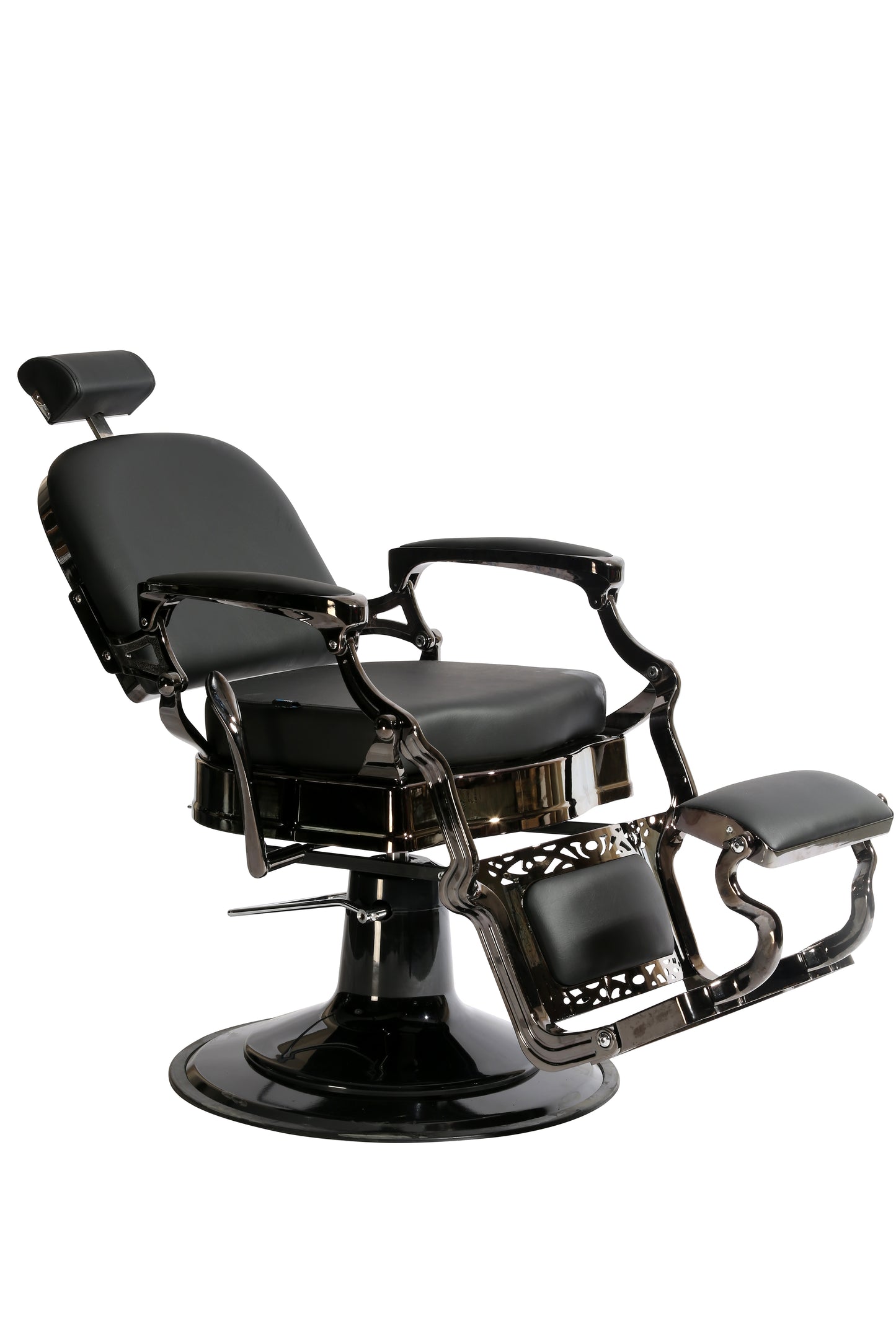 Premium Heavy Duty Luxury Black Barber Chair With Black Chrome Frame - BC931