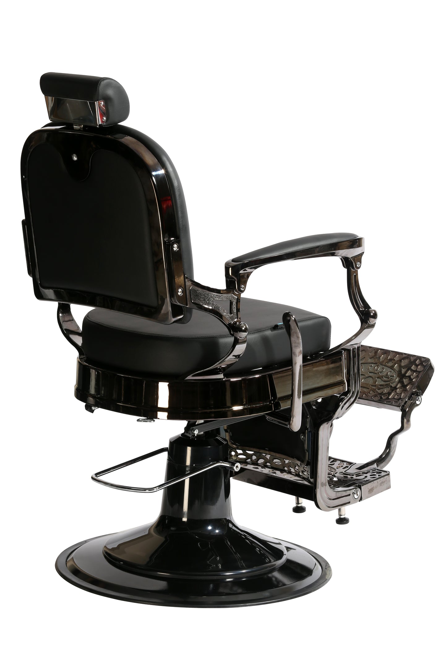 Premium Heavy Duty Luxury Black Barber Chair With Black Chrome Frame - BC931
