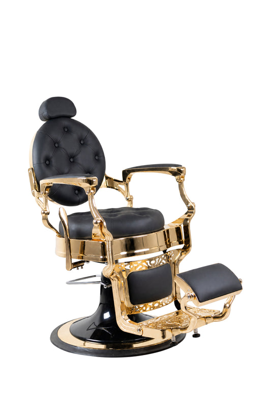 Antique Heavy Duty Luxury Black & Gold Barber Chair - BC951