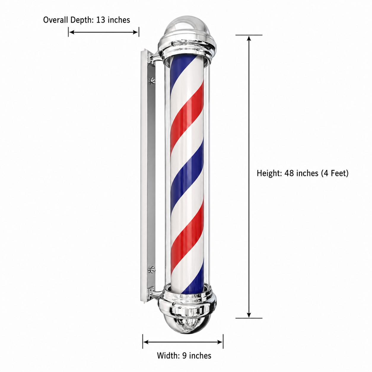 4-Feet Wall-Mounted Barber Pole BP104
