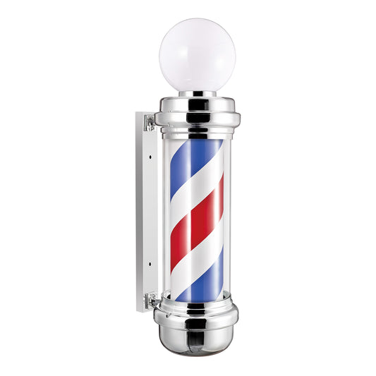 LED Blue Red Rotating Barber Pole With Ball Light On Top - BP301