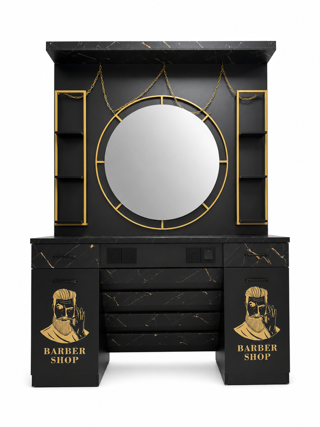 Professional Barber Station with Round Mirror MS-11