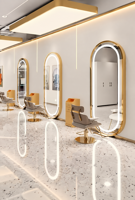 Oval 67x28 inch Full Length Wall Mounted 3 Colors LED Light Mirror For Beauty Salon/Barbershop